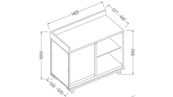Diamond LL90SX Back Cabinet Angular Left Neutral - With Service Tablet