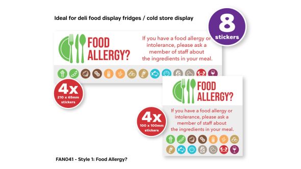 Allergy Awareness Sticker Pack contains 8 Self Adhesive Vinyl Stickers