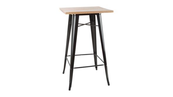 Bolero Bolero Bistro Bar Table with Wooden Top Black FB595