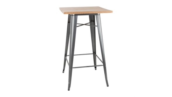 Bolero Bolero Bistro Bar Table with Wooden Top Gun Metal FB596