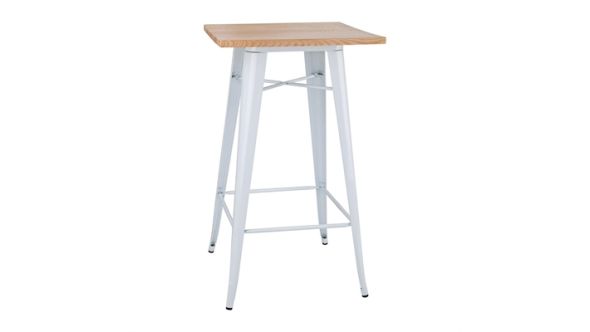 Bolero Bolero Bistro Bar Table with Wooden Top White (Single) FB597