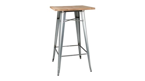 Bolero Bolero Bistro Bar Table with Wooden Top Galvanised Steel (Single) FB599