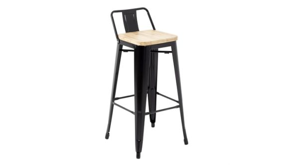 Bolero Bolero Bistro Backrest High Stools with Wooden Seat Pad Black (4 Pack) FB623