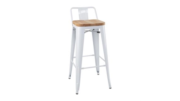Bolero Bolero Bistro Backrest High Stools with Wooden Seat Pad White (4 Pack) FB625