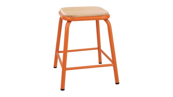 Bolero Bolero Cantina Low Stools with Wooden Seat Pad Orange (4 Pack) FB934
