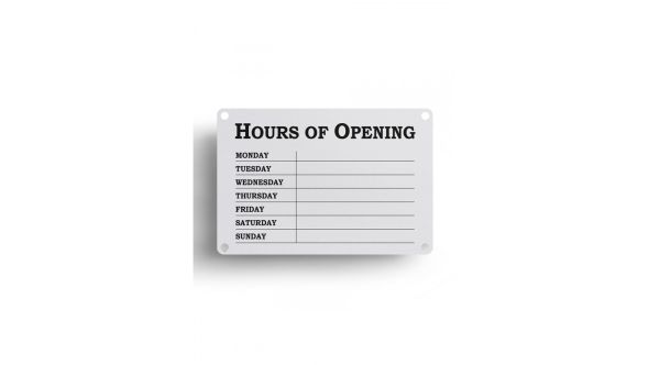 White Open &amp; Closed Business Hours Notice - FD147