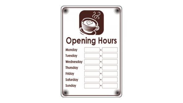 Cafe Open &amp; Closed Business Hours Notice - FD165