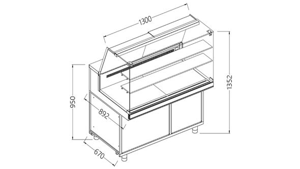 Diamond VA13XR Snack Patisserie Display Counter, 1300mm