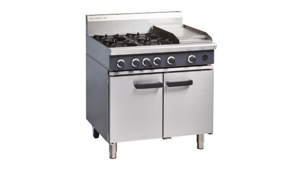 Blue Seal Cobra Natural Gas Range 4 Burner Static Oven with Griddle CR9CN