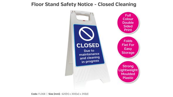 Closed Due to Maintenance Portable Floor Stand - FL068