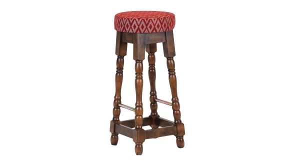 Everyday Classic Rubber Wood High Bar Stool with Red Diamond Seat (2 Pack) FT400