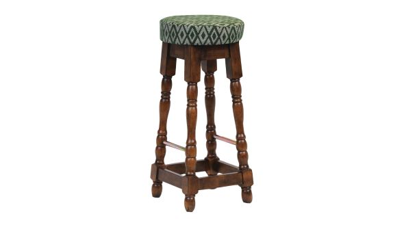 Everyday Classic Rubber Wood High Bar Stool with Green Diamond Seat (2 Pack) FT403