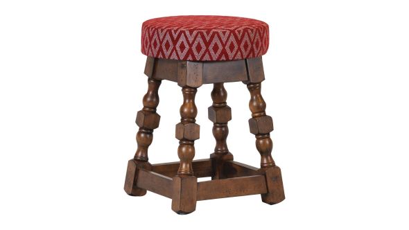 Everyday Classic Rubber Wood Low Bar Stool with Red Diamond Seat (2 Pack) FT404