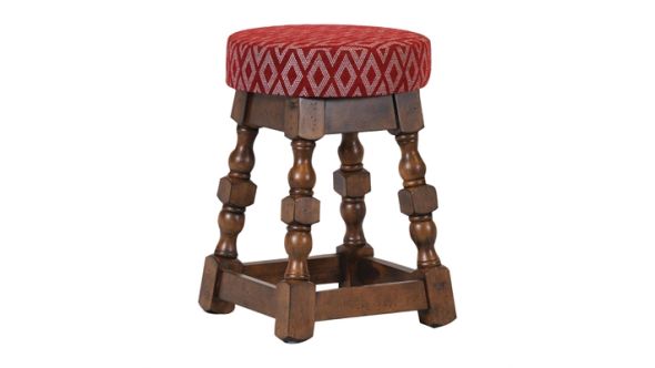 Everyday Classic Rubber Wood Low Bar Stool with Red Diamond Seat (2 Pack) FT404