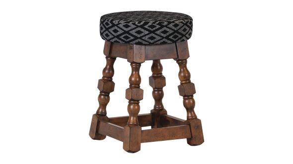 Everyday Classic Rubber Wood Low Bar Stool with Black Diamond Seat (2 Pack) FT405