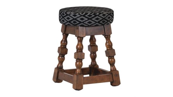 Everyday Classic Rubber Wood Low Bar Stool with Black Diamond Seat (2 Pack) FT405