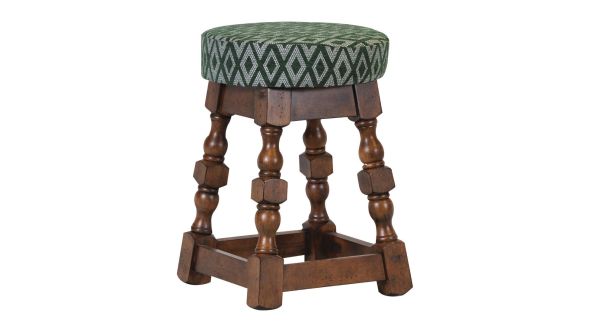 Everyday Classic Rubber Wood Low Bar Stool with Green Diamond Seat (2 Pack) FT407