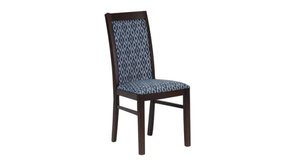 Everyday Brooklyn Padded Back Dark Walnut Dining Chair with Blue Diamond Padded Seat and Back (2 Pack) FT414
