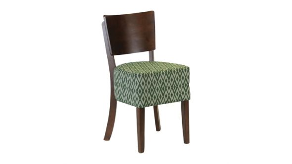 Everyday Asti Padded Dark Walnut Dining Chair with Green Diamond Deep Padded Seat and Back (2 Pack) FT423