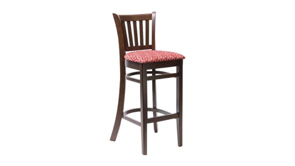 Everyday Manhattan Dark Walnut Bar Chair with Red Diamond Padded Seat FT430