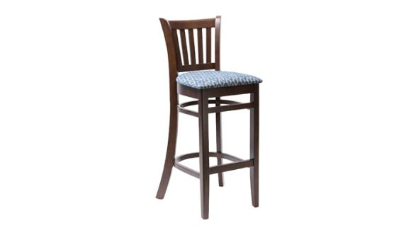 Everyday Manhattan Dark Walnut Bar Chair with Blue Diamond Padded Seat FT432