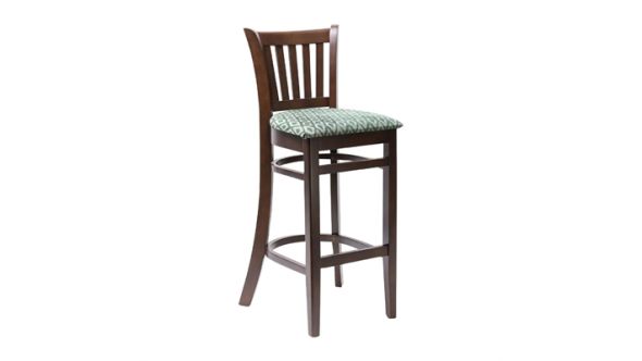 Everyday Manhattan Dark Walnut Bar Chair with Green Diamond Padded Seat FT433