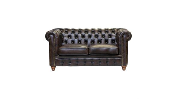 Everyday Chesterfield Leather Two-Seater Sofa Antique Brown FT439