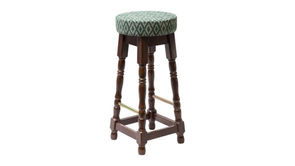 Everyday Classic Dark Wood High Bar Stool with Green Diamond Seat (2 Pack) FT458