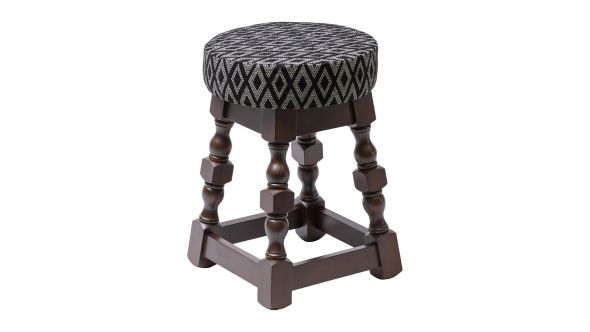 Everyday Classic Dark Wood Low Bar Stool with Black Diamond Seat (2 Pack) FT464
