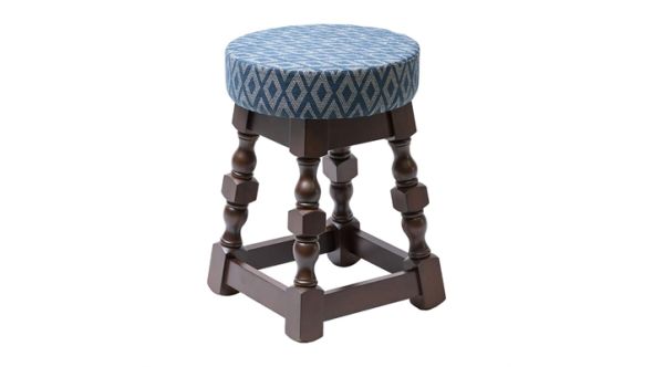 Everyday Classic Dark Wood Low Bar Stool with Blue Diamond Seat (2 Pack) FT465