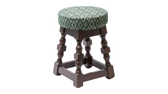 Everyday Classic Dark Wood Low Bar Stool with Green Diamond Seat (2 Pack) FT466