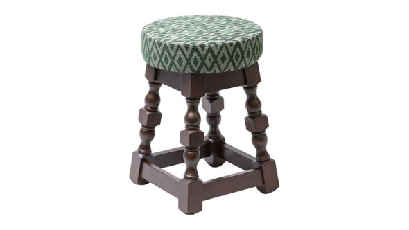 Everyday Classic Dark Wood Low Bar Stool with Green Diamond Seat (2 Pack) FT466