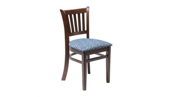 Everyday Manhattan Dark Walnut Dining Chair with Blue Diamond Padded Seat (2 Pack) FT473