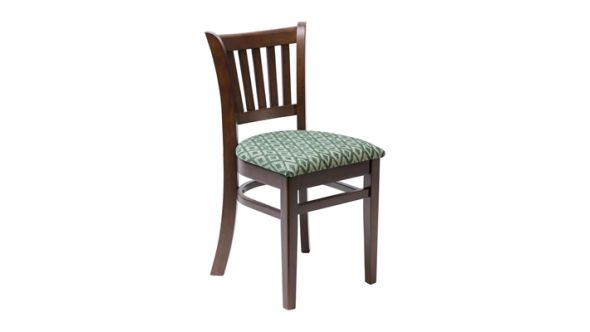 Everyday Manhattan Dark Walnut Dining Chair with Green Diamond Padded Seat (2 Pack) FT474
