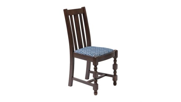Everyday Mayfair Dark Wood Dining Chairs with Blue Diamond Padded Seat (2 Pack) FT481