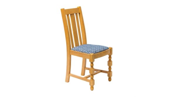 Everyday Mayfair Soft Oak Dining Chairs with Blue Diamond Padded Seat (2 Pack) FT485