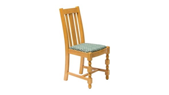 Everyday Mayfair Soft Oak Dining Chairs with Green Diamond Padded Seat (2 Pack) FT486
