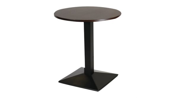 Everyday Turin Metal Base Pedestal Round Table with Dark Wood Top 700mm FT499