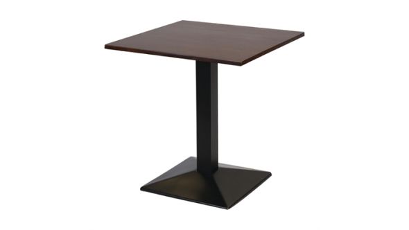Everyday Turin Metal Base Pedestal Square Table with Dark Wood Top 700x700mm FT501