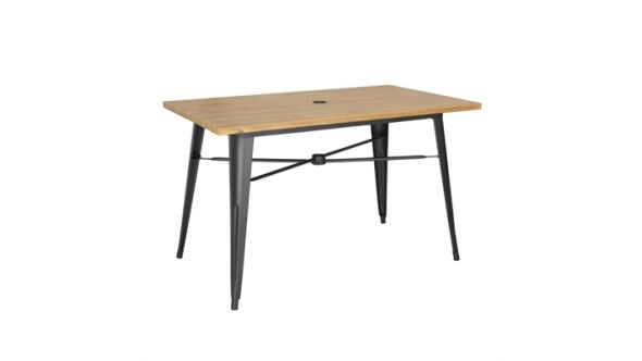 Bolero Bolero Complete Outdoor Aluminium Table Light Wood Effect Finish 1200x760mm FT954