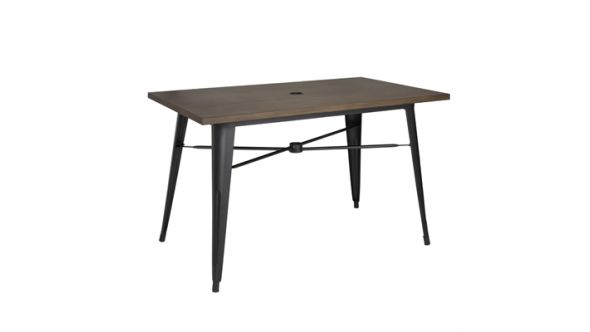 Bolero Bolero Complete Outdoor Aluminium Table Dark Wood Effect 1200x760mm FT955