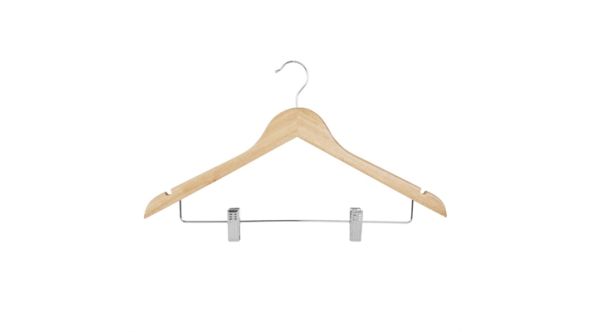 Bolero Bolero Wooden Hanger with Anti-Slip Clips (10 Pack) FU396