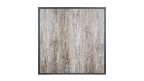 Bolero Bolero Wood Grain Effect Outdoor Tempered Glass Table Top Grey Trim 700mm FU515