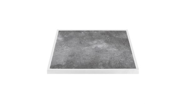 Bolero Bolero Dark Stone Effect Outdoor Tempered Glass Table Top White Trim - 700mm FU517