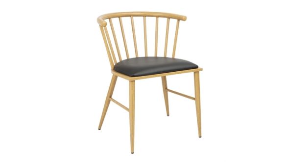 Bolero Harrowdene Padded Metal Side Chairs Wood Effect (2 Pack) FU528