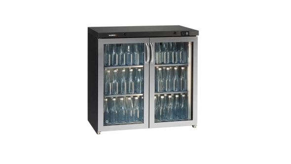 Gamko LG3-250GCS Maxiglass Low Height Stainless Steel Framed Glass Double Door Bottle Cooler, 204 Litres