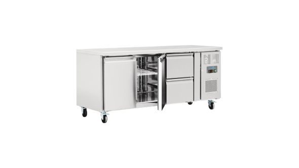 Polar U-Series 2 Door and 2 Drawer Counter Fridge 417Ltr