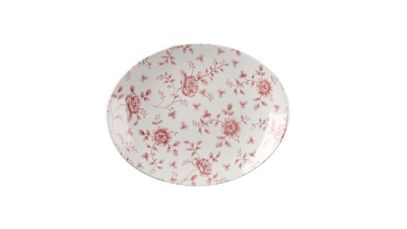 Churchill Vintage Prints Oval Plates Cranberry Rose Print 315mm (6 Pack) RCC OP121