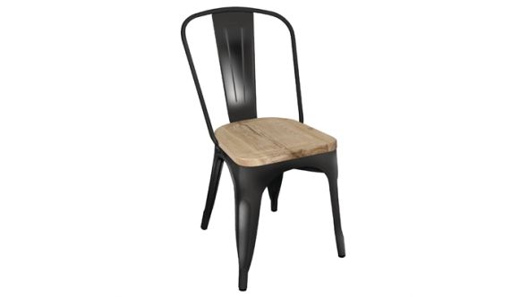 Bolero Bolero Bistro Side Chairs with Wooden Seat Pad Black (4 Pack) GG707