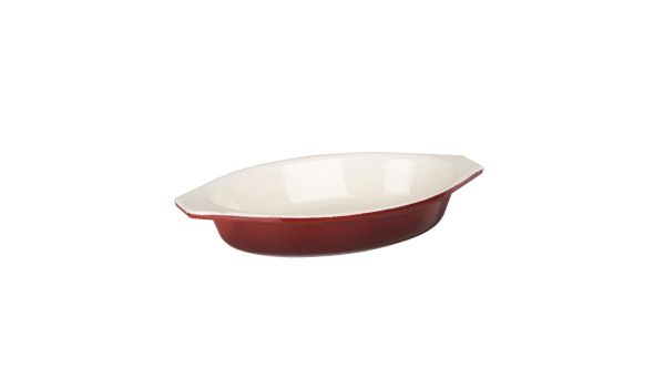 Vogue Red Oval Cast Iron Gratin Dish 650ml